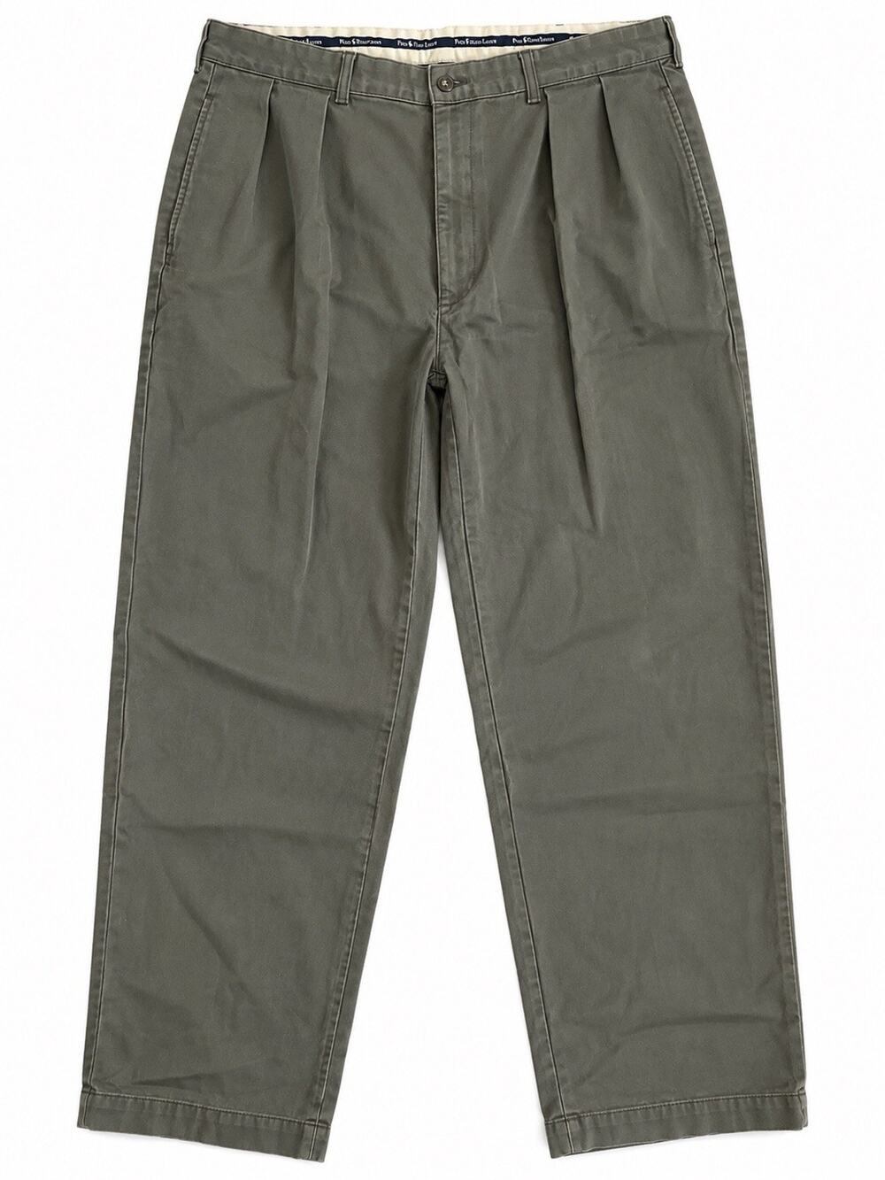 Vintage Polo Ralph Lauren Andrew Pants 38x32 Olive Pleated Chino 100% Cotton
